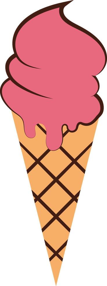 Illustration of Pink Ice Cream in Cone vector