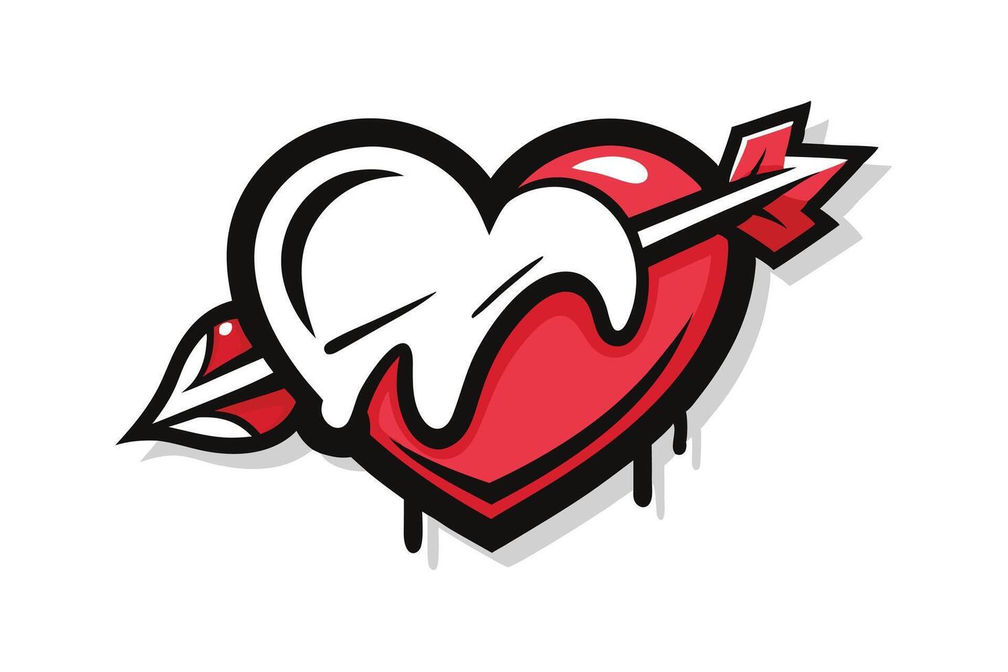 Graffiti heart with arrow design showcasing urban art style vector