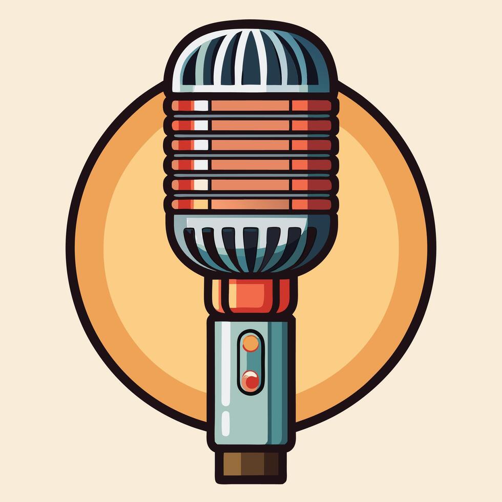 Classic microphone design art with vintage style and bold colors vector