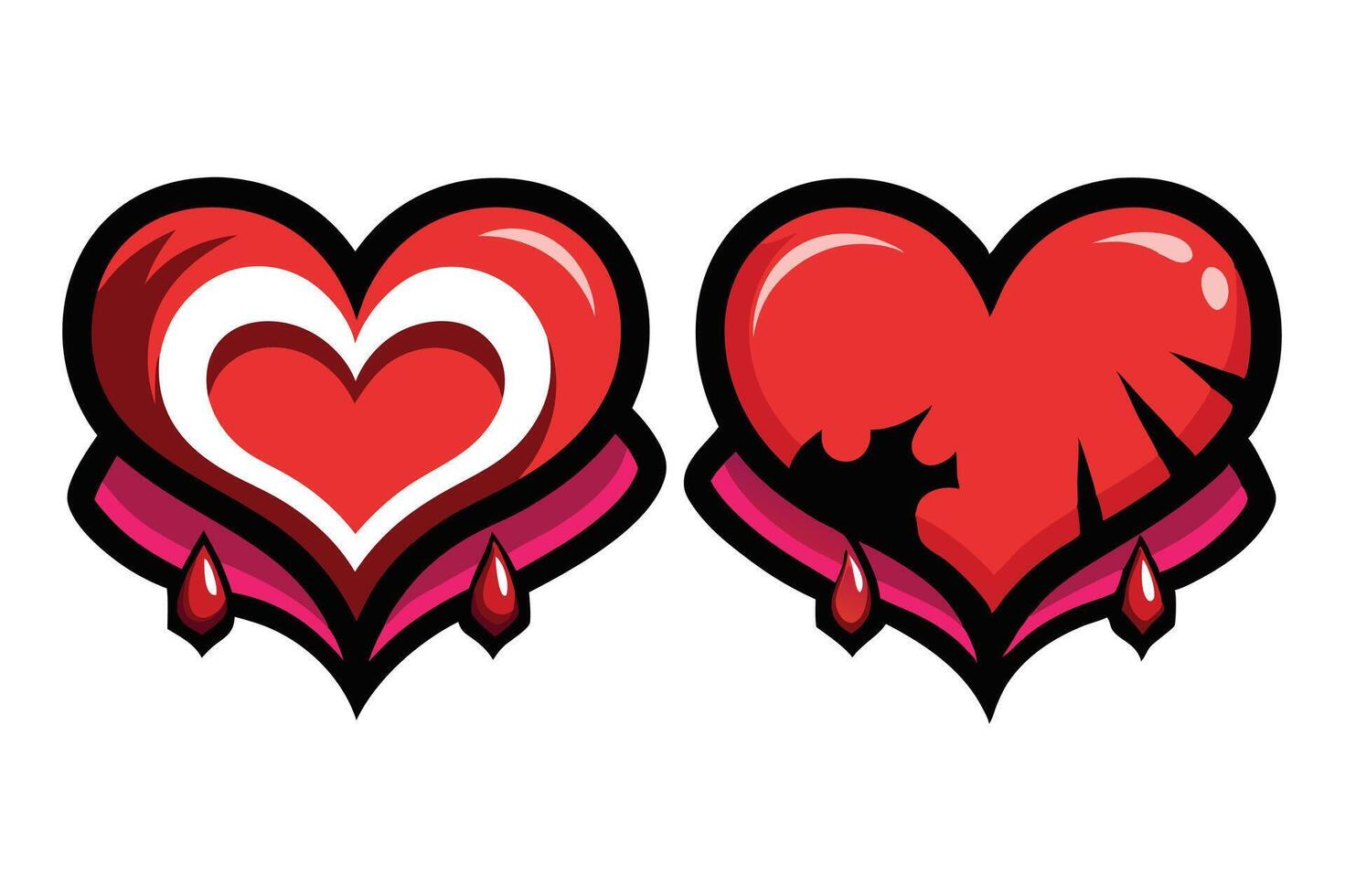 Heart icons in graffiti style showcasing love and emotion vector