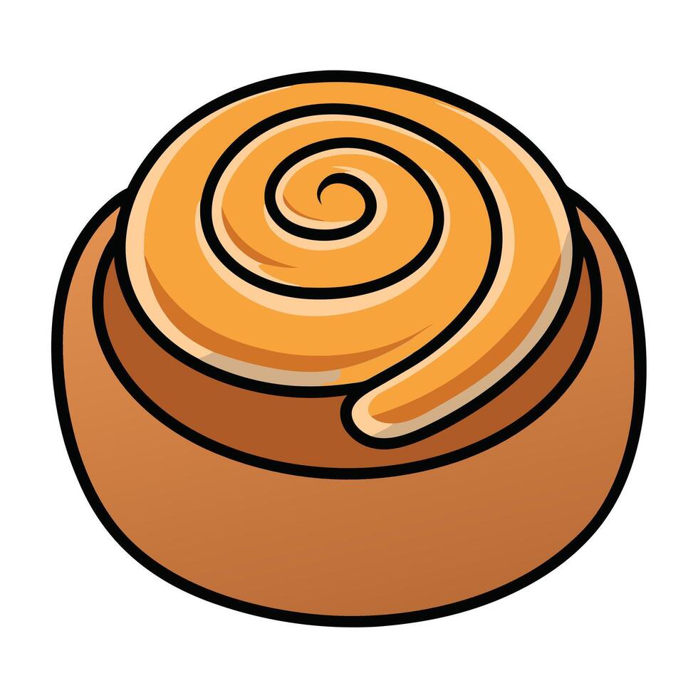 Deliciously swirled cinnamon bun illustration with a clean outline vector