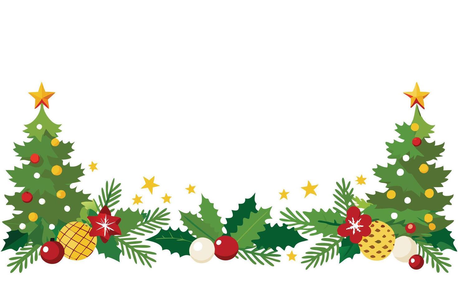 Festive colorful fir border on a white background vector