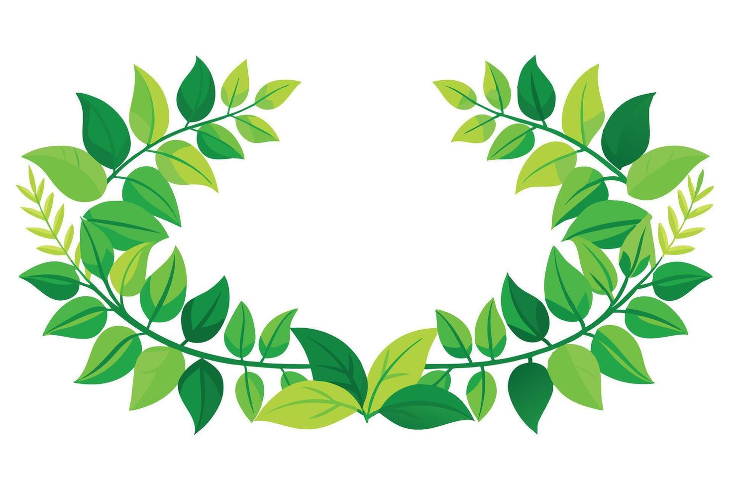 Leafy green border design on a white background for decoration vector