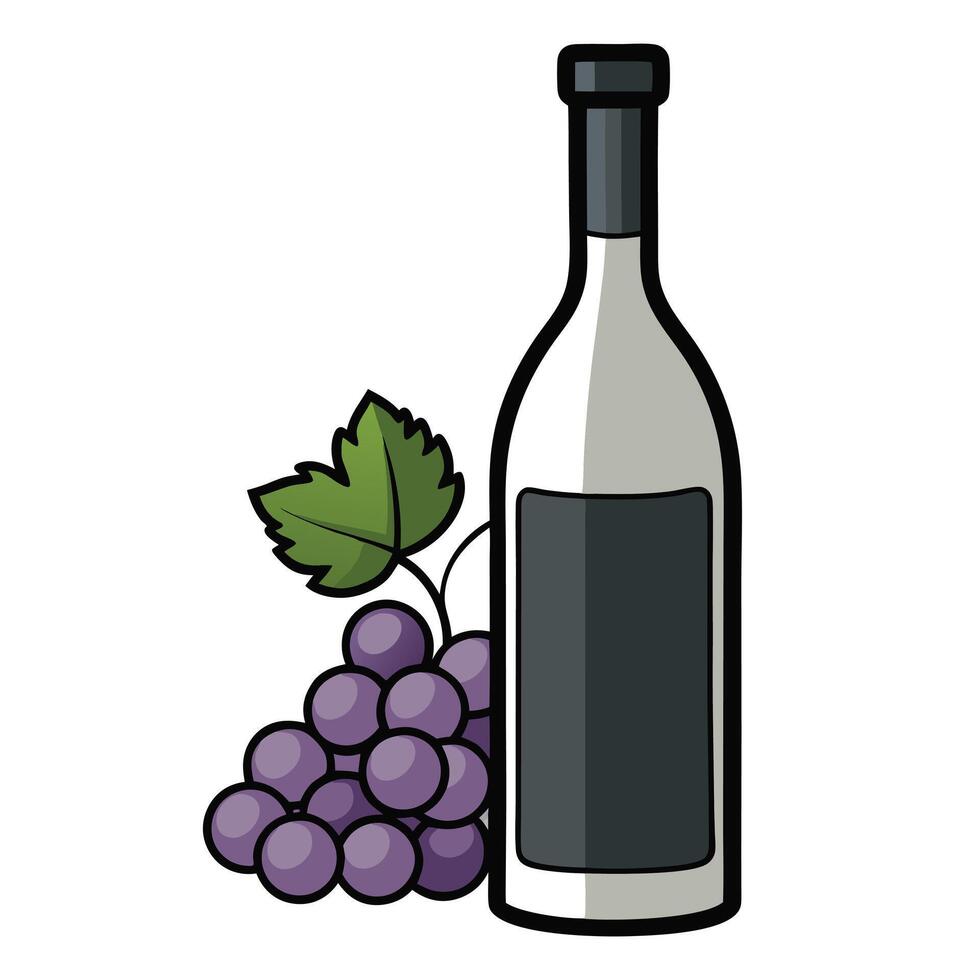 Enjoying a fine wine with fresh grapes beside the bottle vector