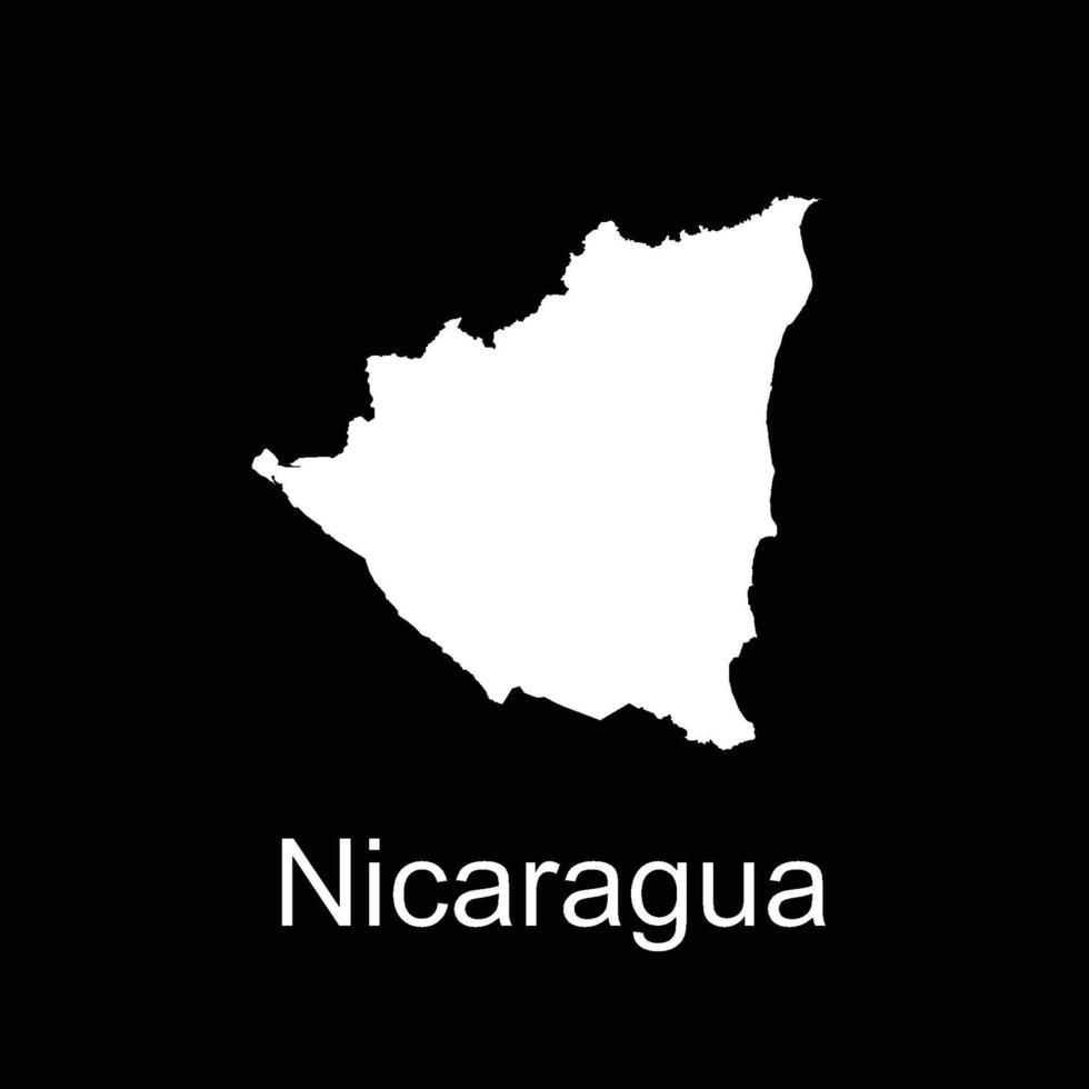Nicaragua map white on black background vector