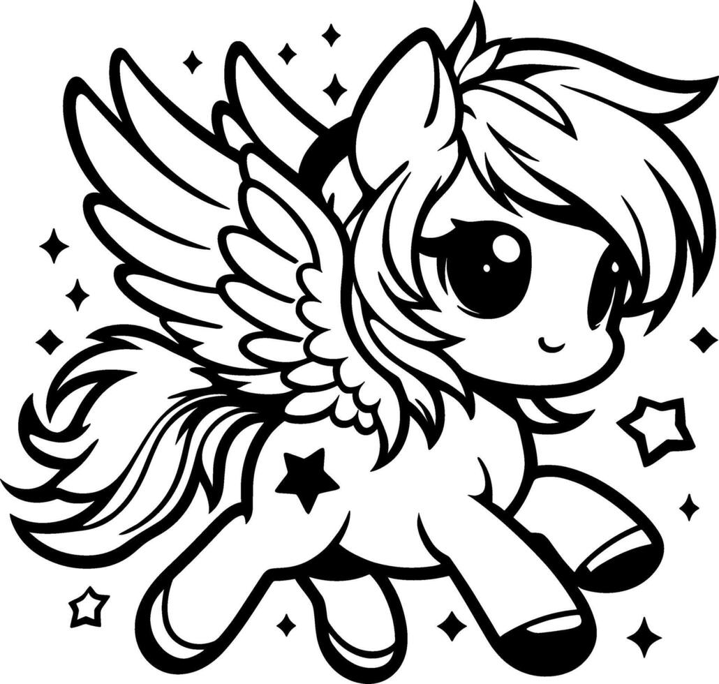 Cute Chibi Pegasus with Wings vector