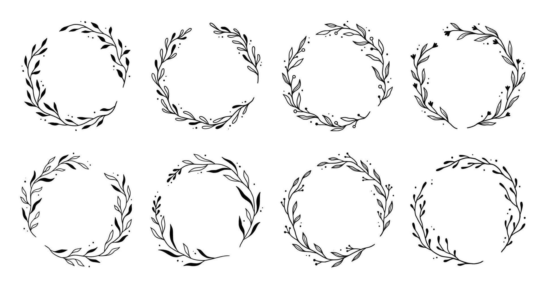 Wreath leaf circle border frame vector