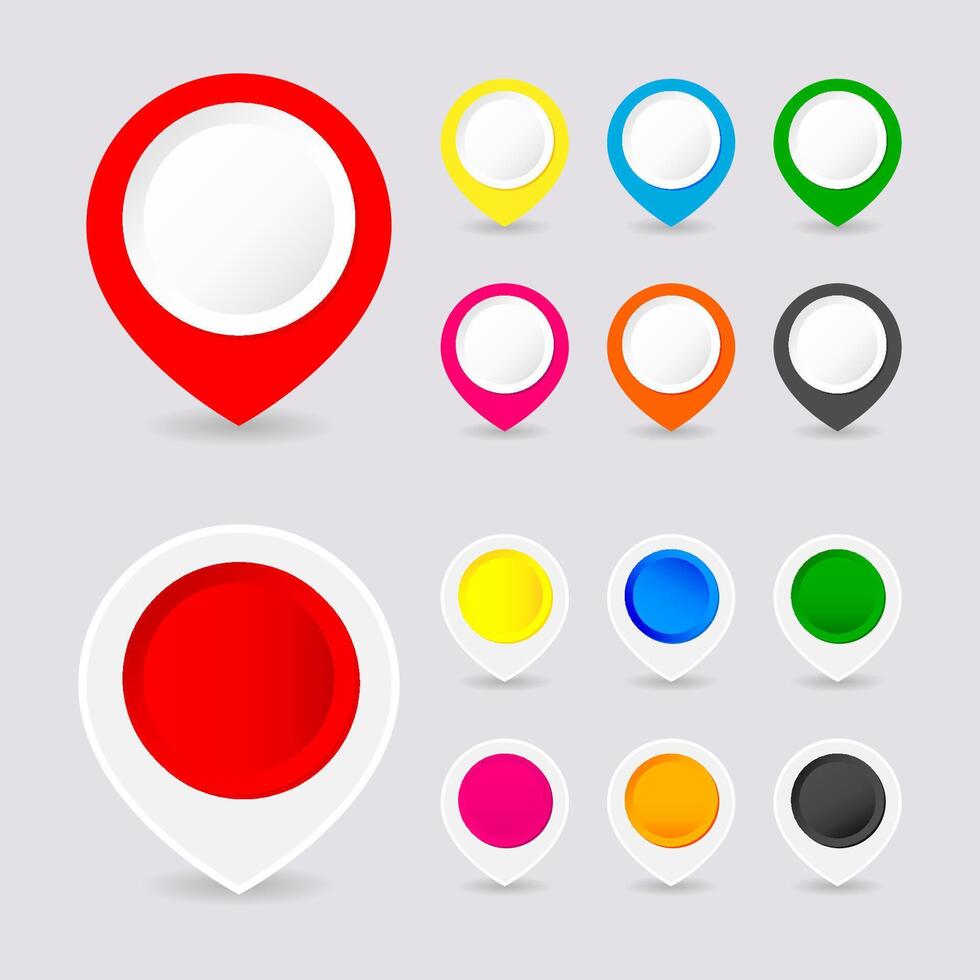 Location and navigation icons set. map pin icon. Flat design. vector