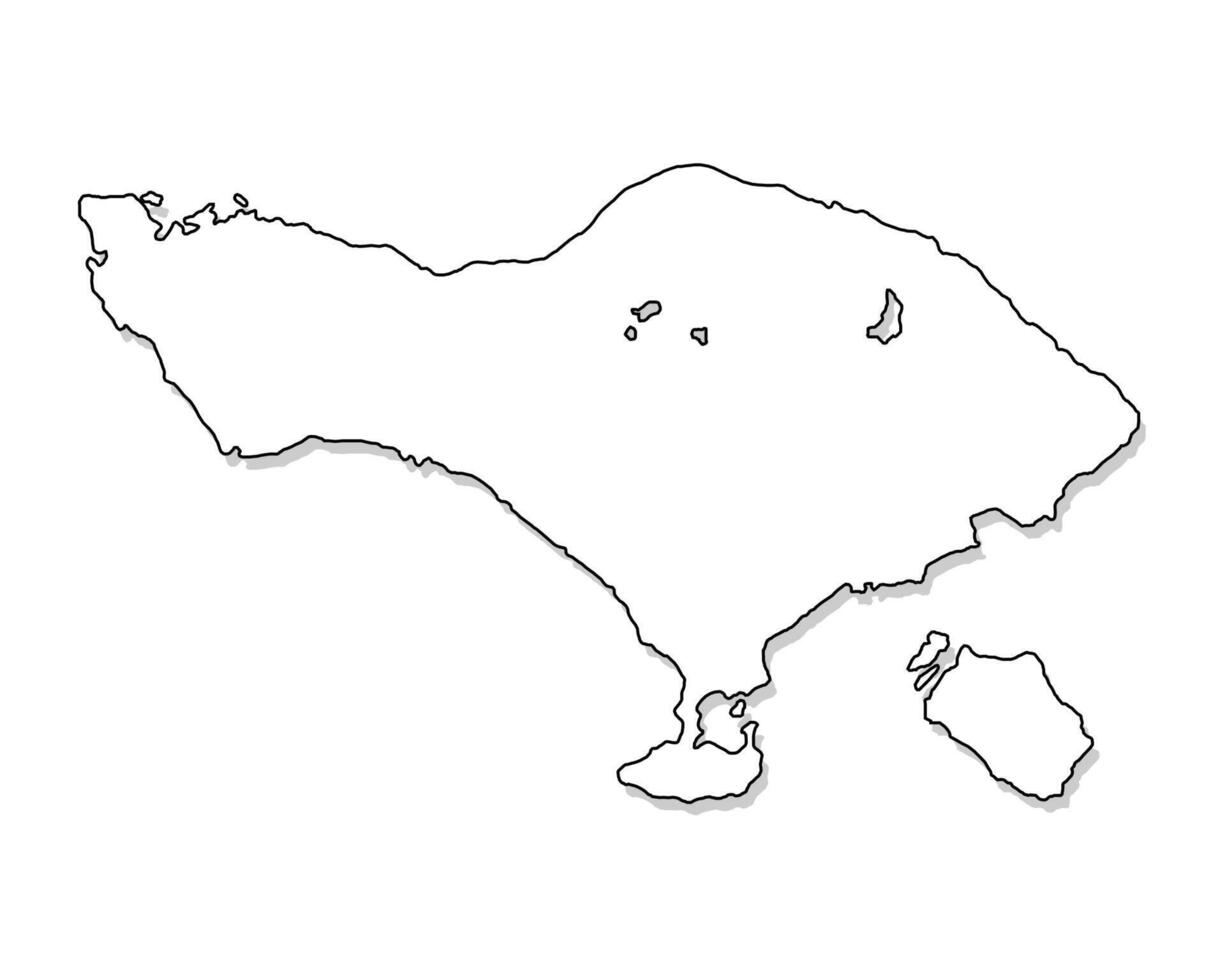 Bali island map line. Black and white concept. vector