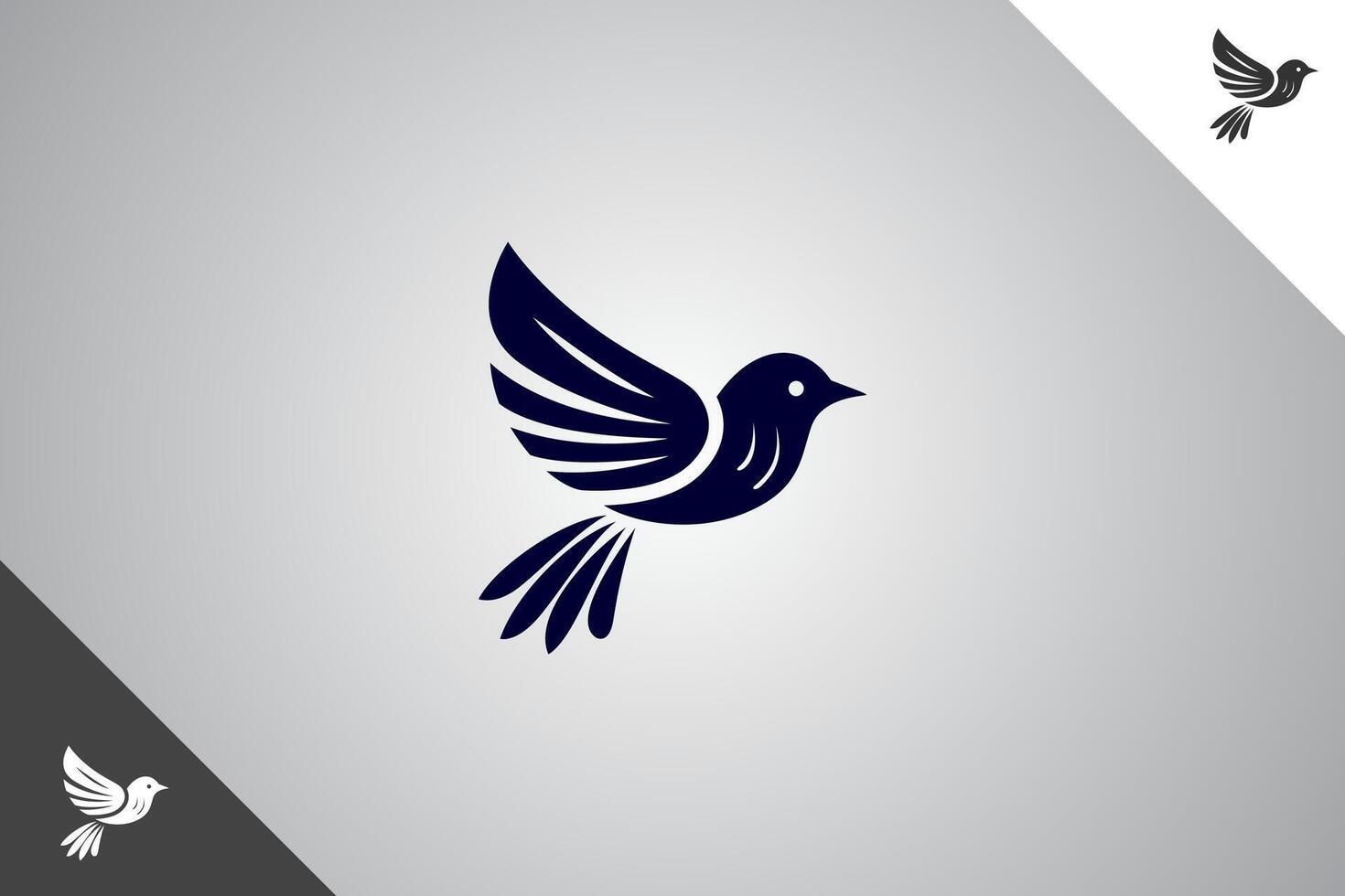 2 color options of dark blue bird logo illustration for brand, merch, mark. Symbol and icon of bird. Eps 10. vector