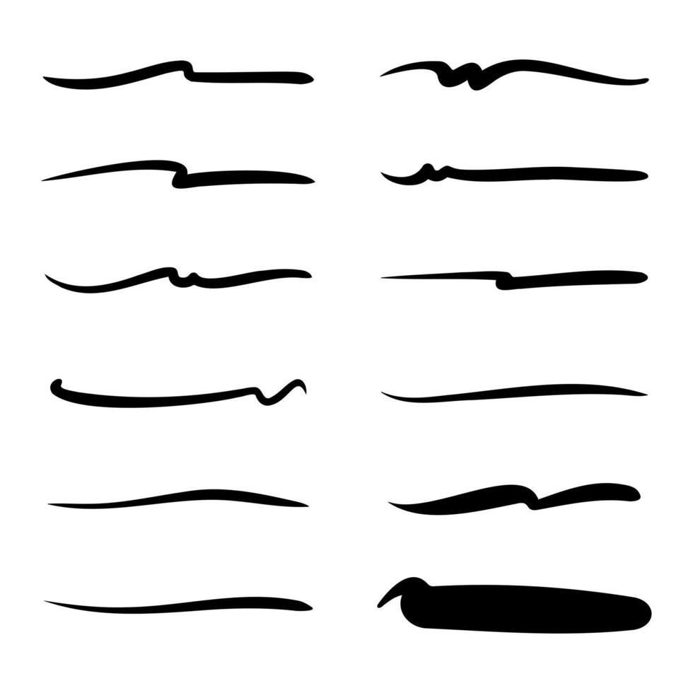 Set of hand drawn underline on white background vector