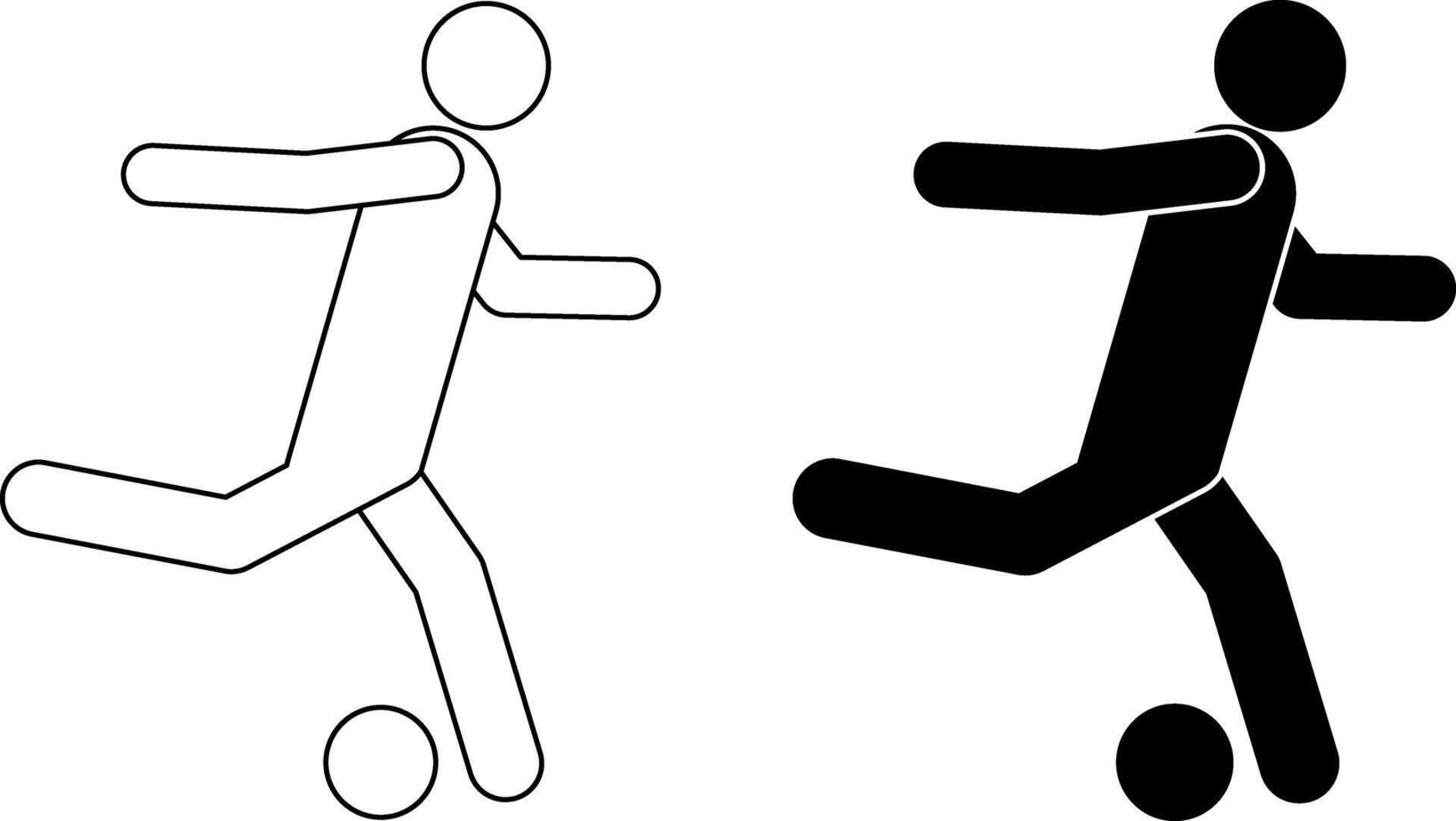 side view soccer player kicks the ball icon vector