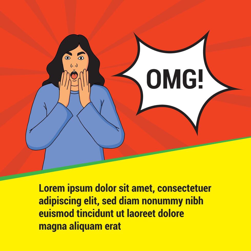 Poster Beautiful woman surprised to see something vector