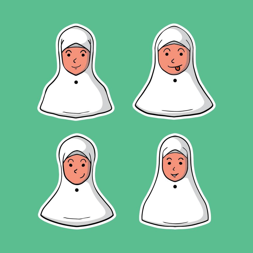 set of muslim women avatars vector