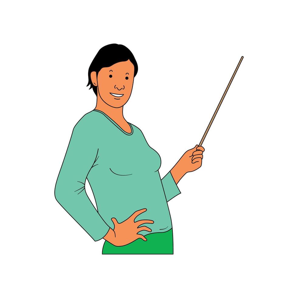 a female teacher is teaching vector