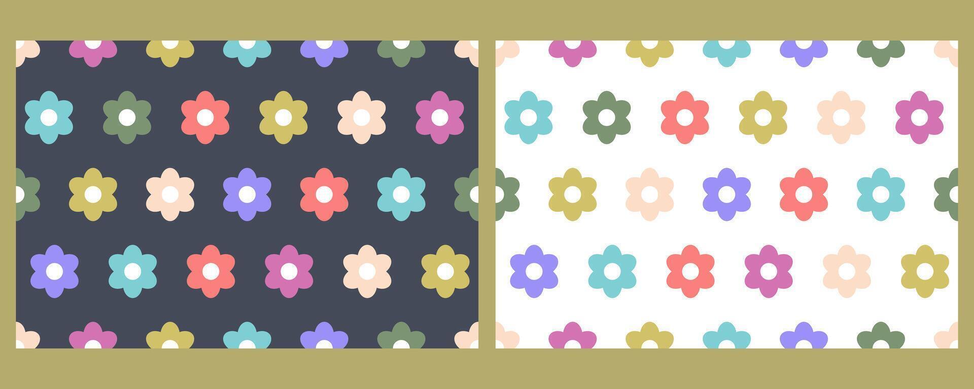 Set of Flower seamless pattern. Repeat background with cute color Flowers. Cartoon outline template for decoration, wallpaper, textiles, printing, romantic art. Valentine concept. illustration vector