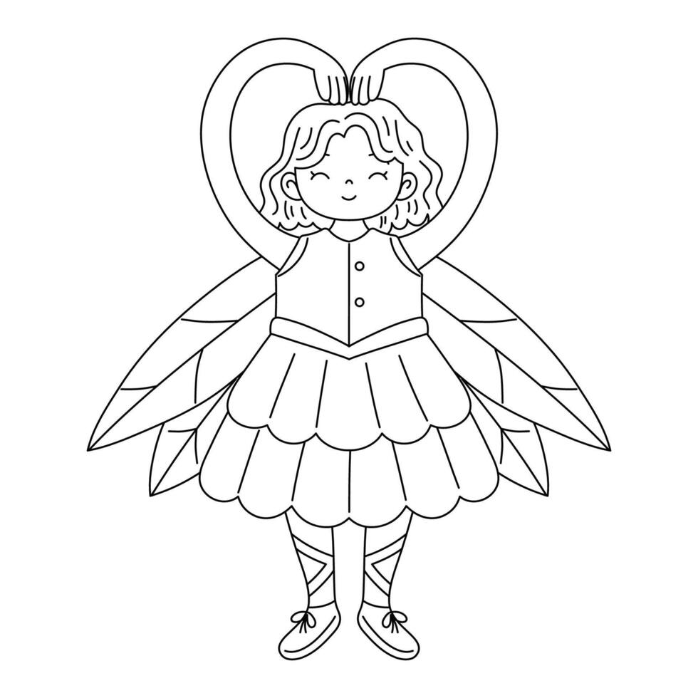 fairy making love sign cartoon character coloring printable vector