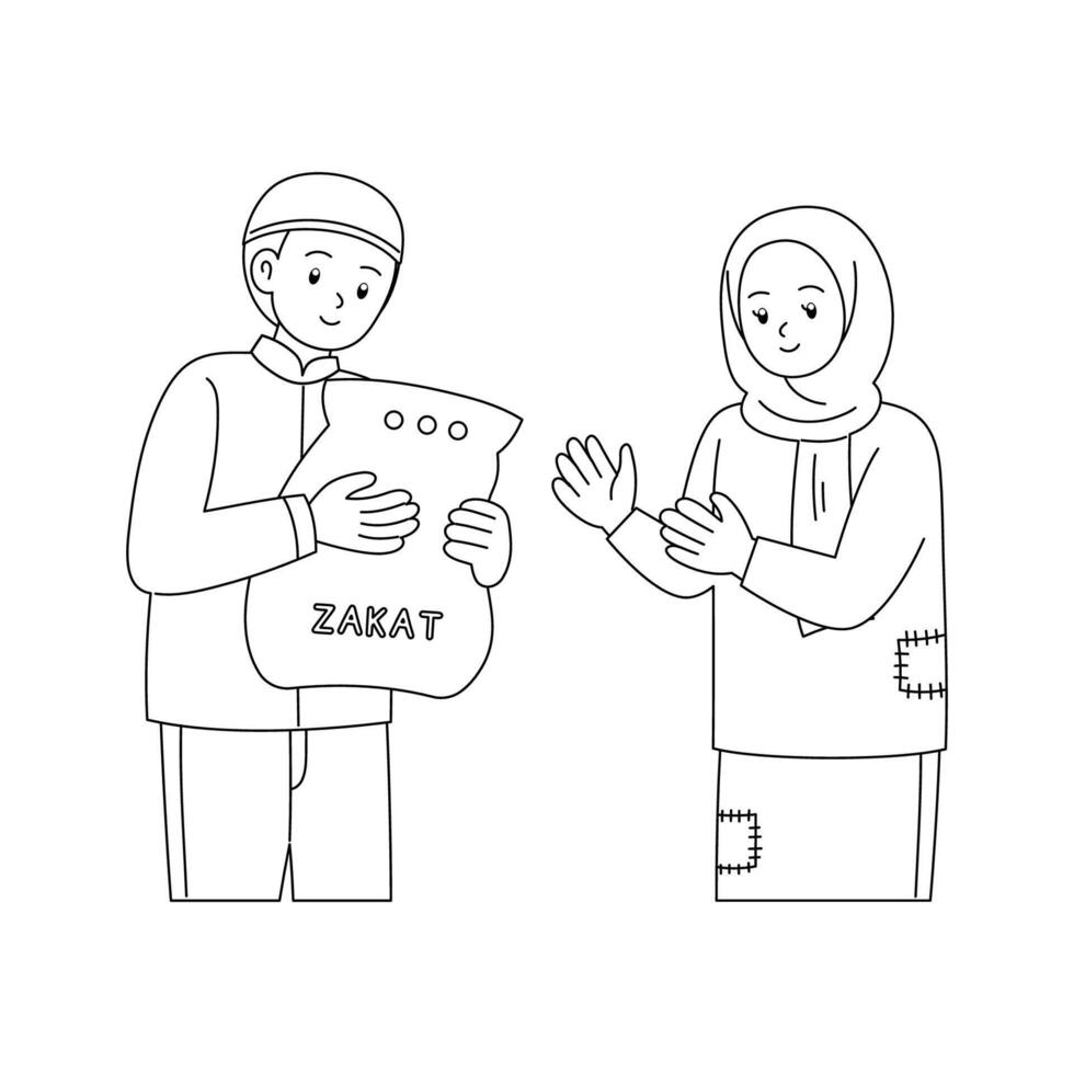 muslim boy giving zakat vector