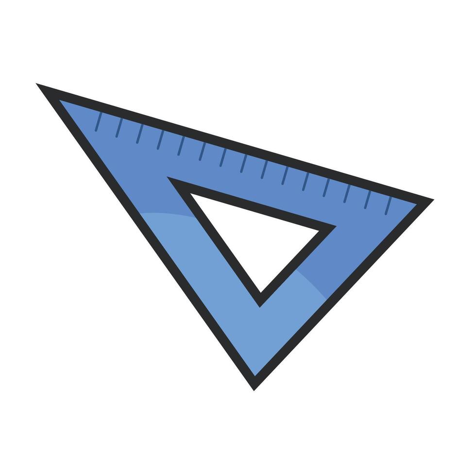 triangle ruler with outline in flat design. vector