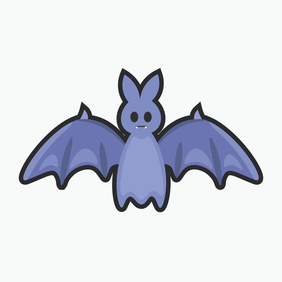 bat animal cartoon character with outline in flat design. vector