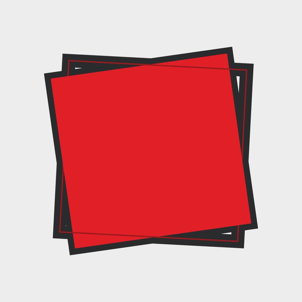 red square blank text label with outline in flat design. vector