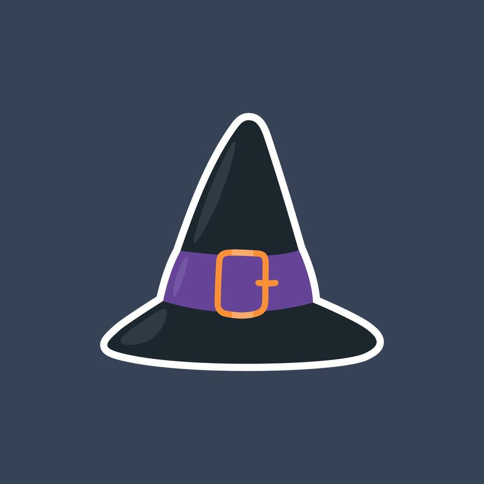witch hat with outline in flat design. vector