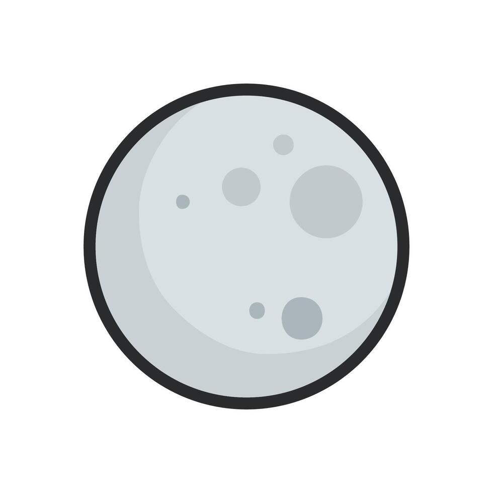 full moon with outline in flat design. vector