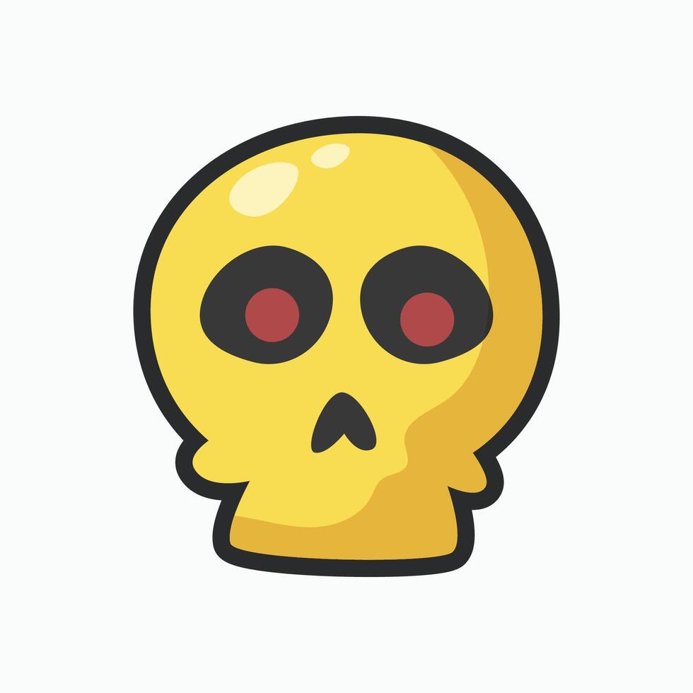 golden skull head with outline in flat design. vector