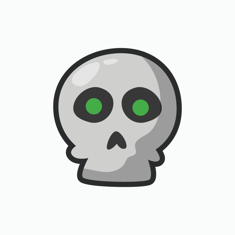 skull head with outline in flat design vector