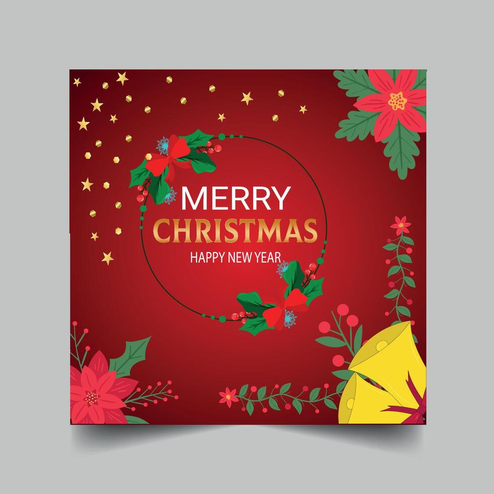 merry christmas and happy new year social media post template vector