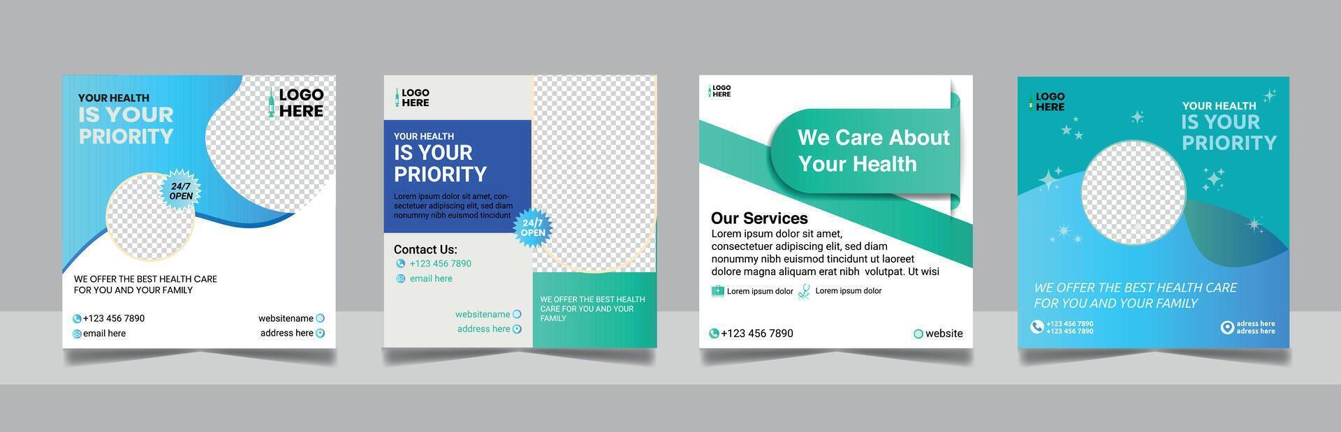 Professional Social Media Medical Post Template Design vector