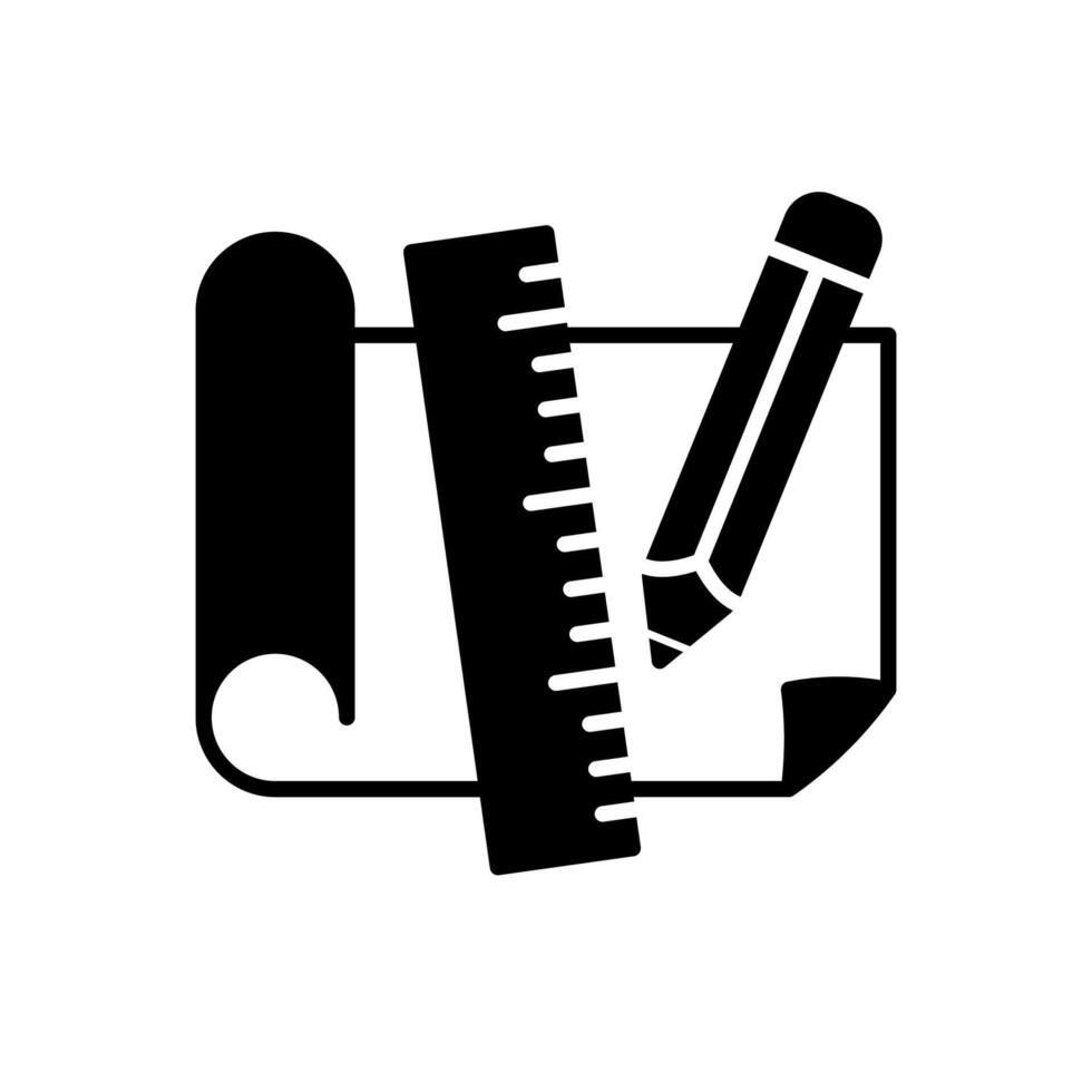 Project icon with blueprint paper, pencil and ruler vector