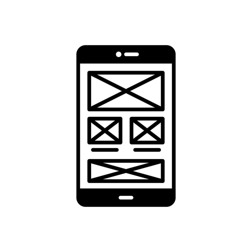 Design wireframe icon for smartphone app layout vector