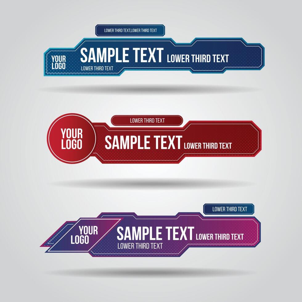 Lower third colorful design tv template modern contemporary. Set of banners bar screen broadcast show bar name. vector