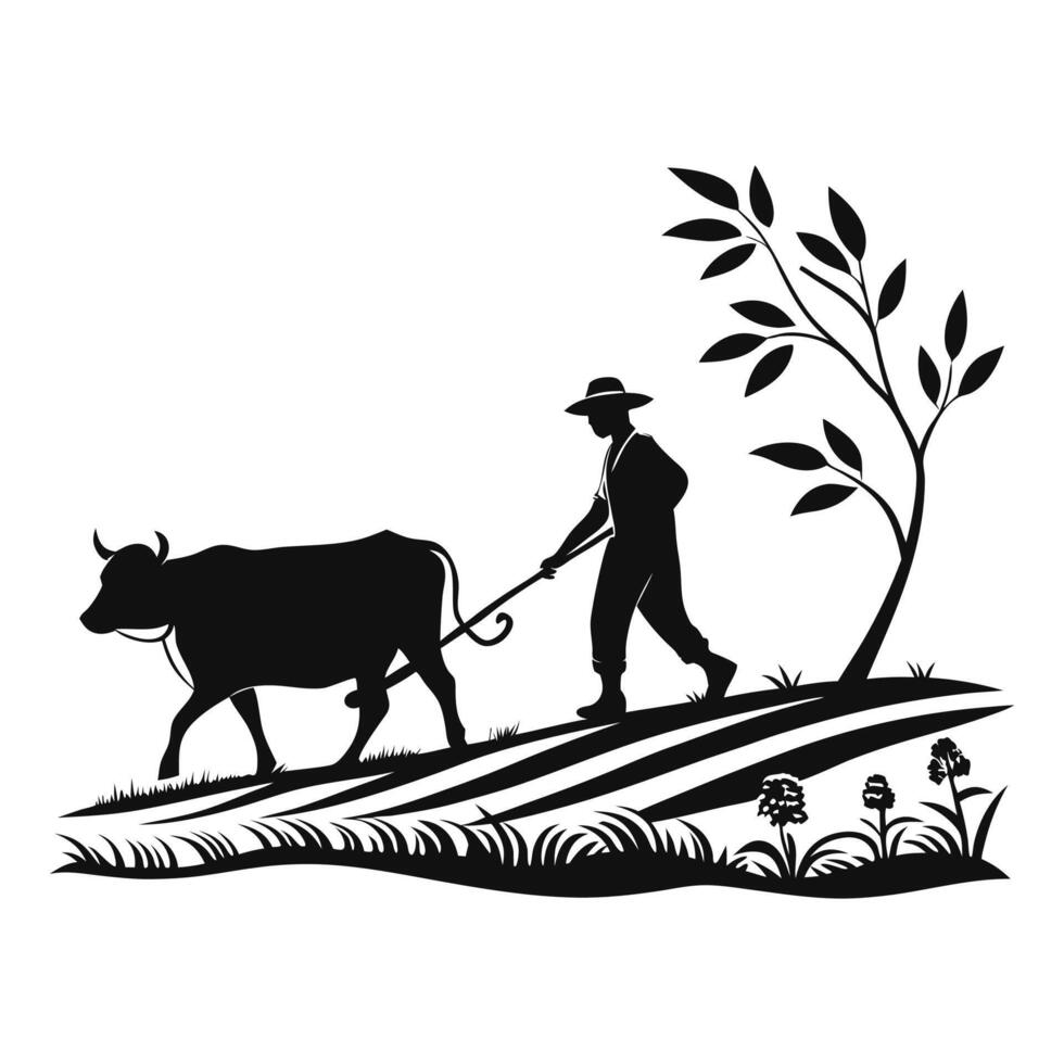 stock-vector-silhouette-cow and white background vector