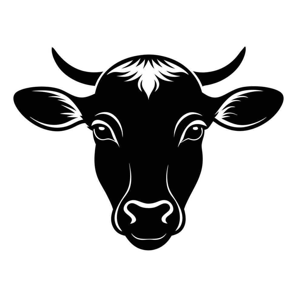 Bull or Cow Head Silhouette - cut out bull or cow icon, logo, sticker, badge vector