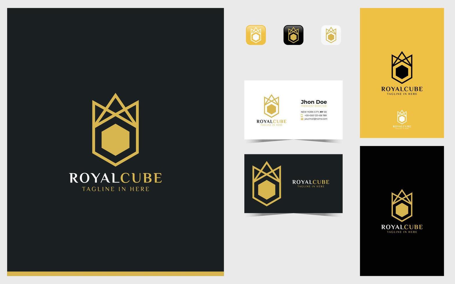 Cube logo formed crown with simple and modern shape vector