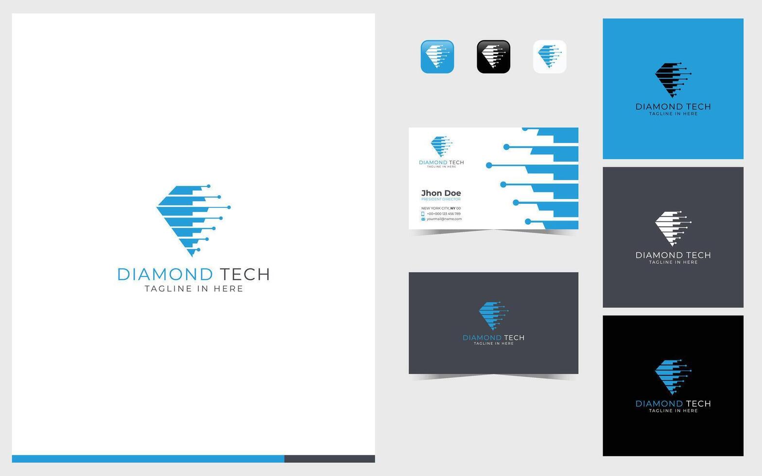 Diamond logo is combined with a blue digital symbol vector