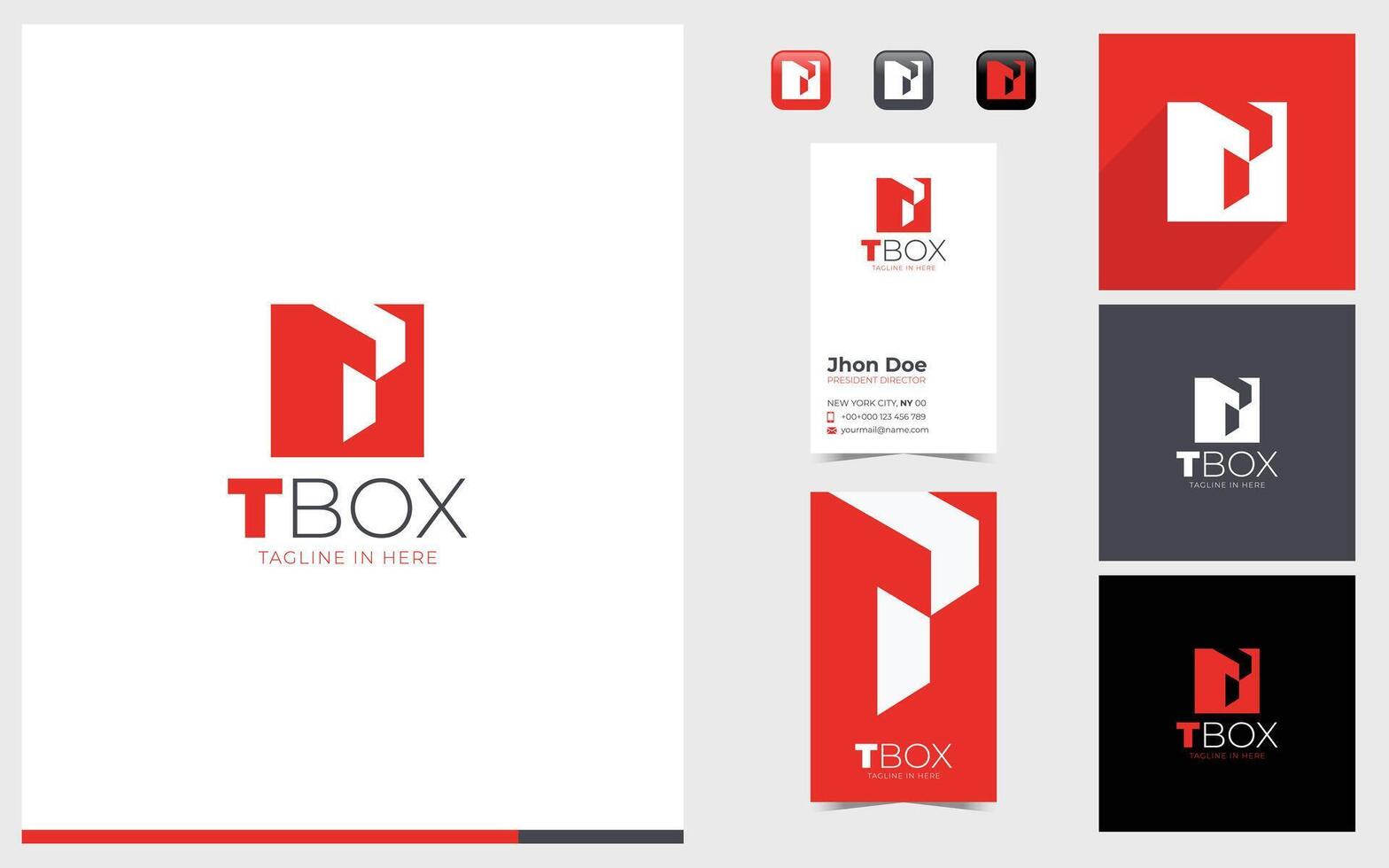 Lettermarks logo T in the box with red color vector