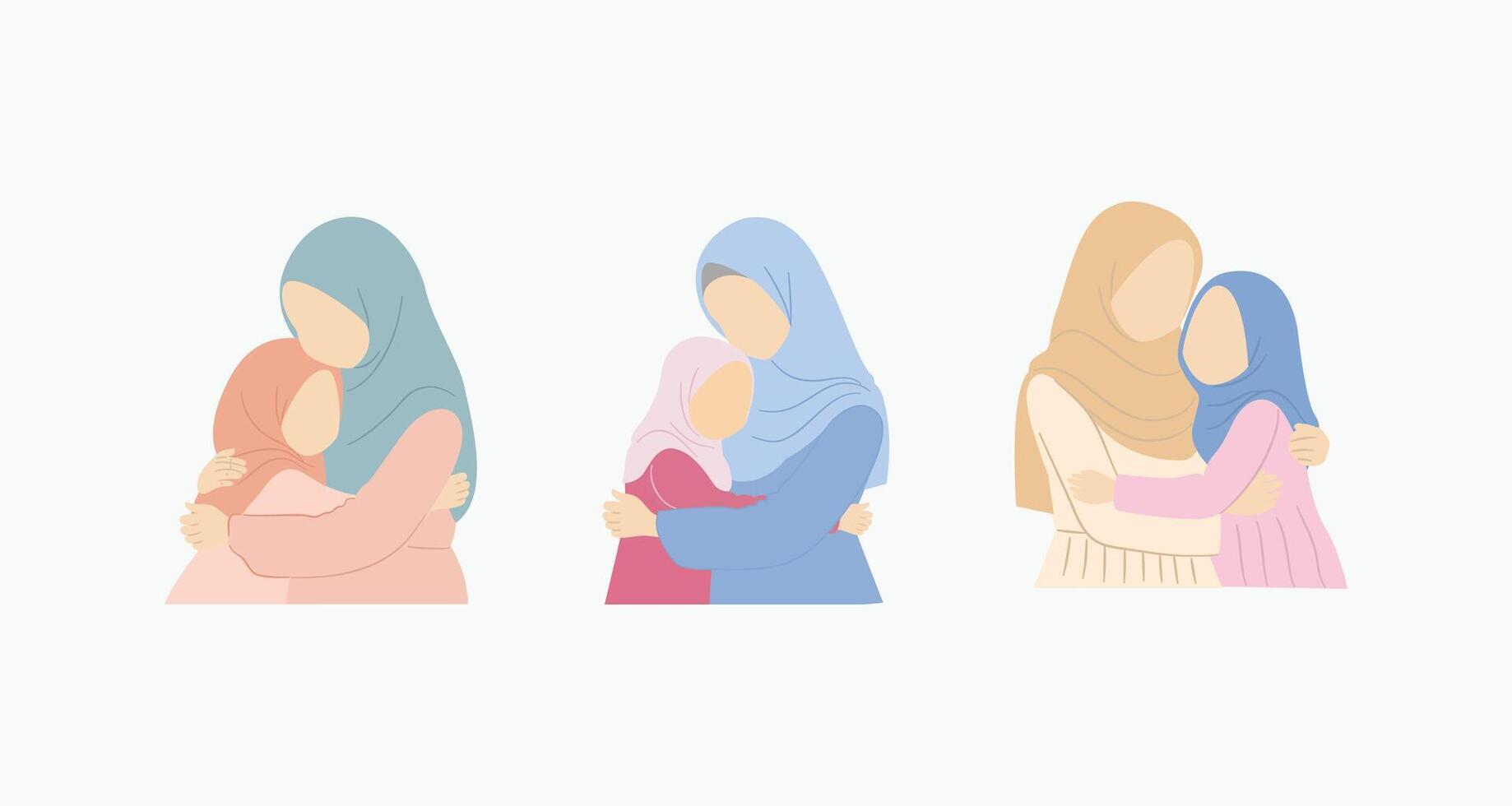 a girl hug with her mother illustration vector