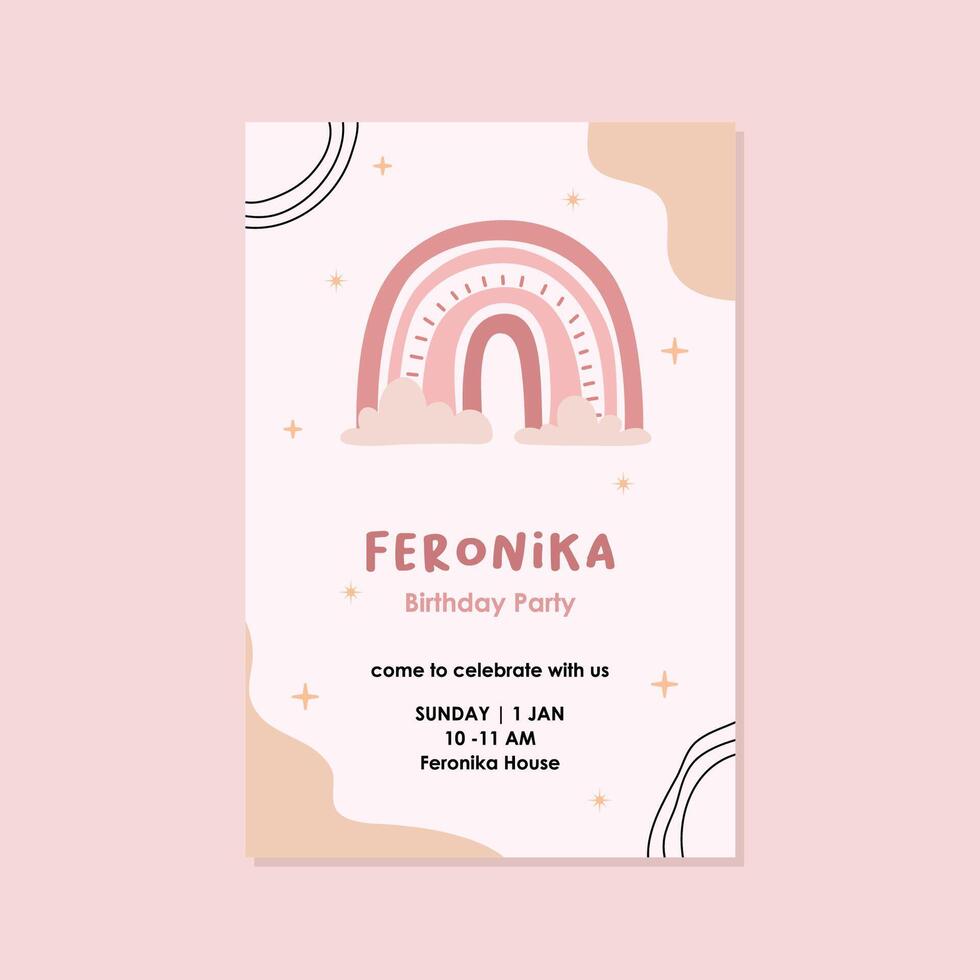 Boho birthday invitation template design vector