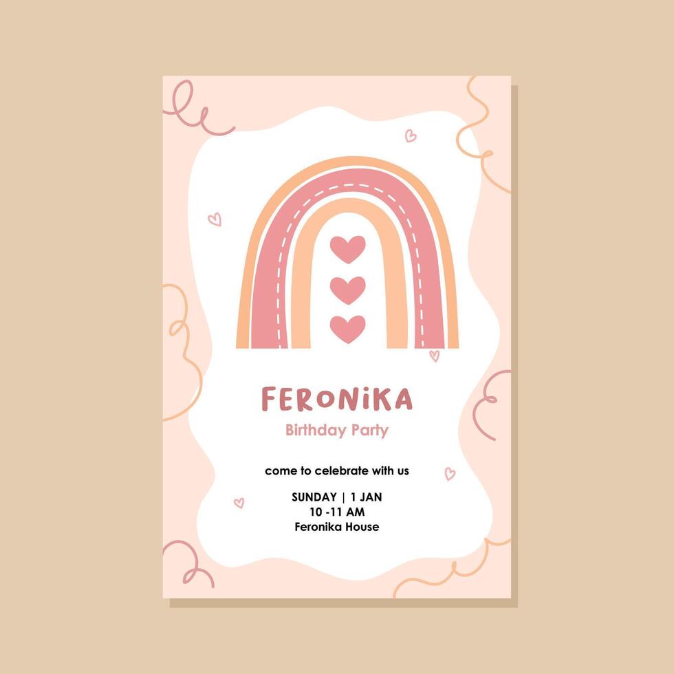 Boho Birthday party invitation template vector