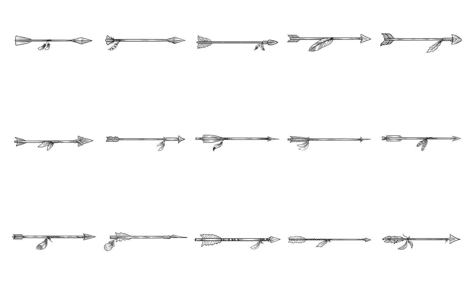 arrow feather handdrawn collection vector