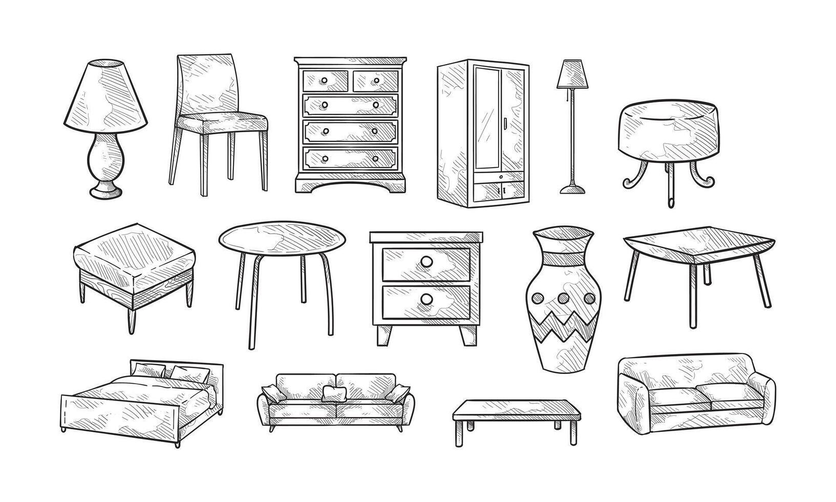 furniture handdrawn collection vector