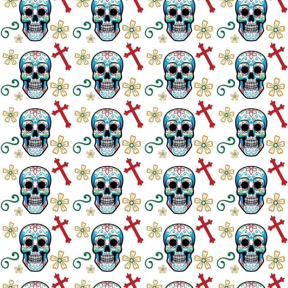 Dia de los muertos mexican Halloween isolated Seamless Pattern design vector