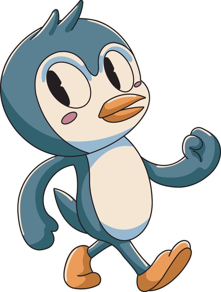 retro vintage mascot illustration of a cartoon funny Penguin Christmas vector