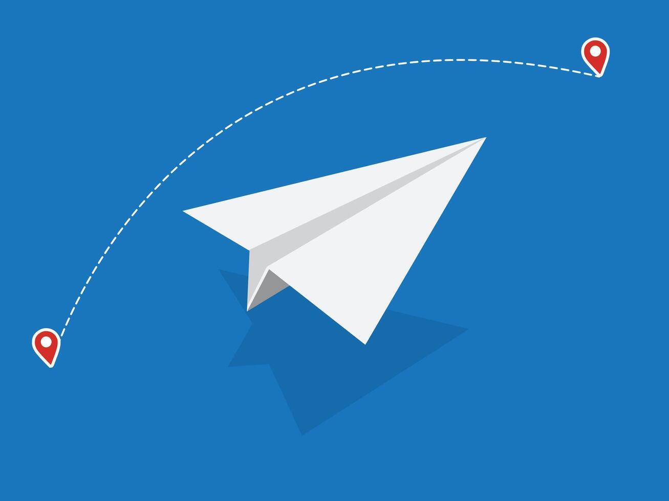 Paper Airplane With Shadow, Plane Isolated on White vector