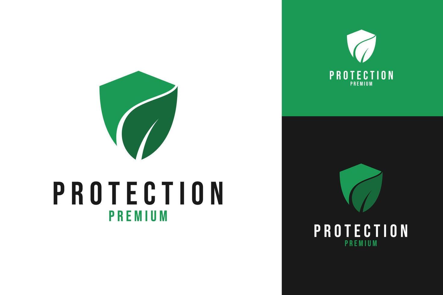Shield and leaves logo design for security or protection template illustration idea vector