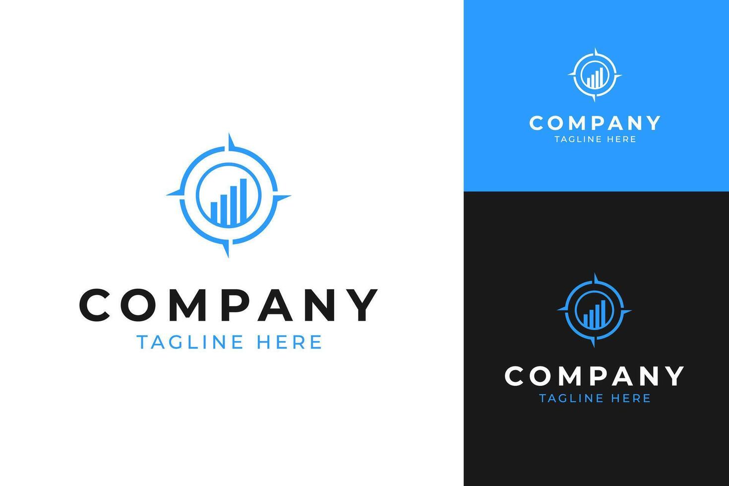 Letter O with statistics chart compass logo design template illustration idea vector