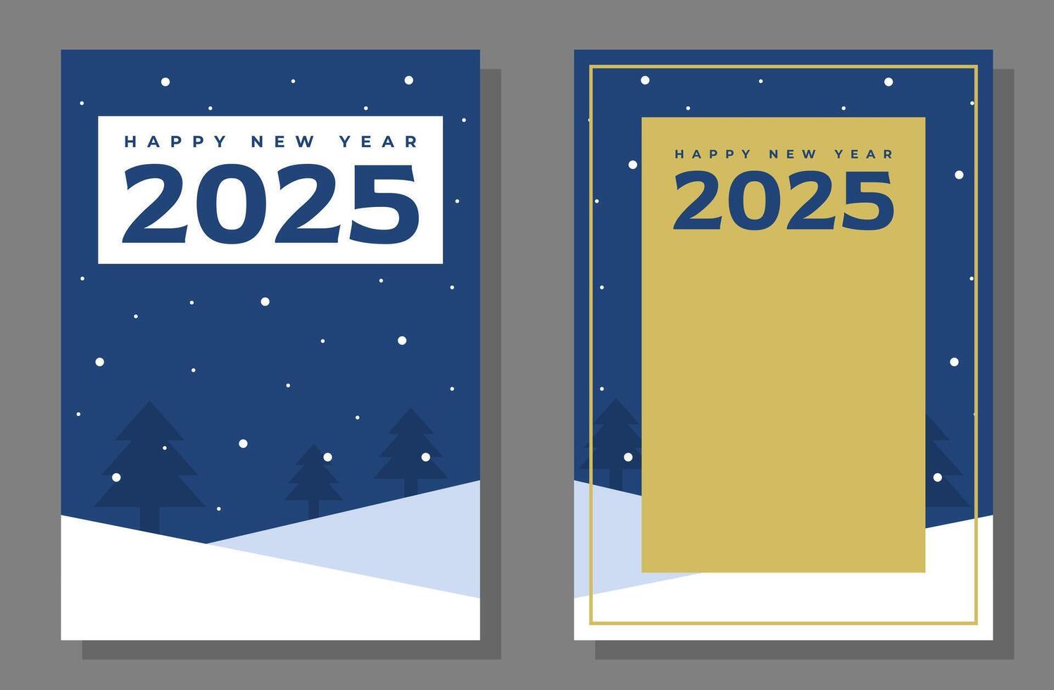 New Year greetings card or post card. new year poster flat design. winter snowy background card. vector